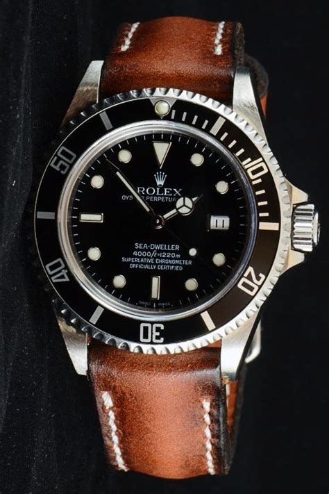 rolex sea dweller leather strap|rolex leather bracelet.